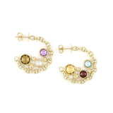 Luna Big Hoop Earrings with Multicoloured Stones & Spheres