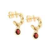 Luna Rounded Small Earrings With Red Garnet Charms